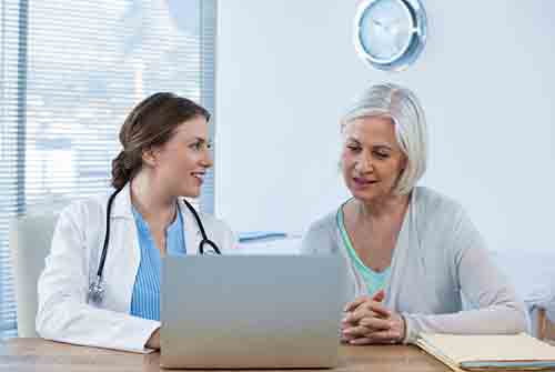 two women meeting at an appointment